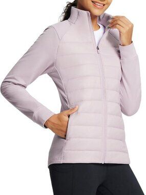 Lightweight Women's Winter Running Jacket, Puffer Coat with Zip Pockets